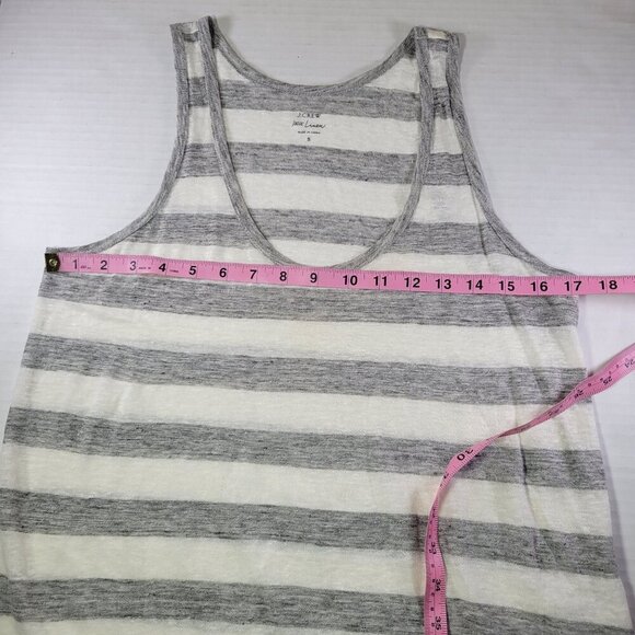 J.Crew Women Gray & White Striped Casual Lightweight 100% Linen Tank Top Size S - Picture 6 of 7